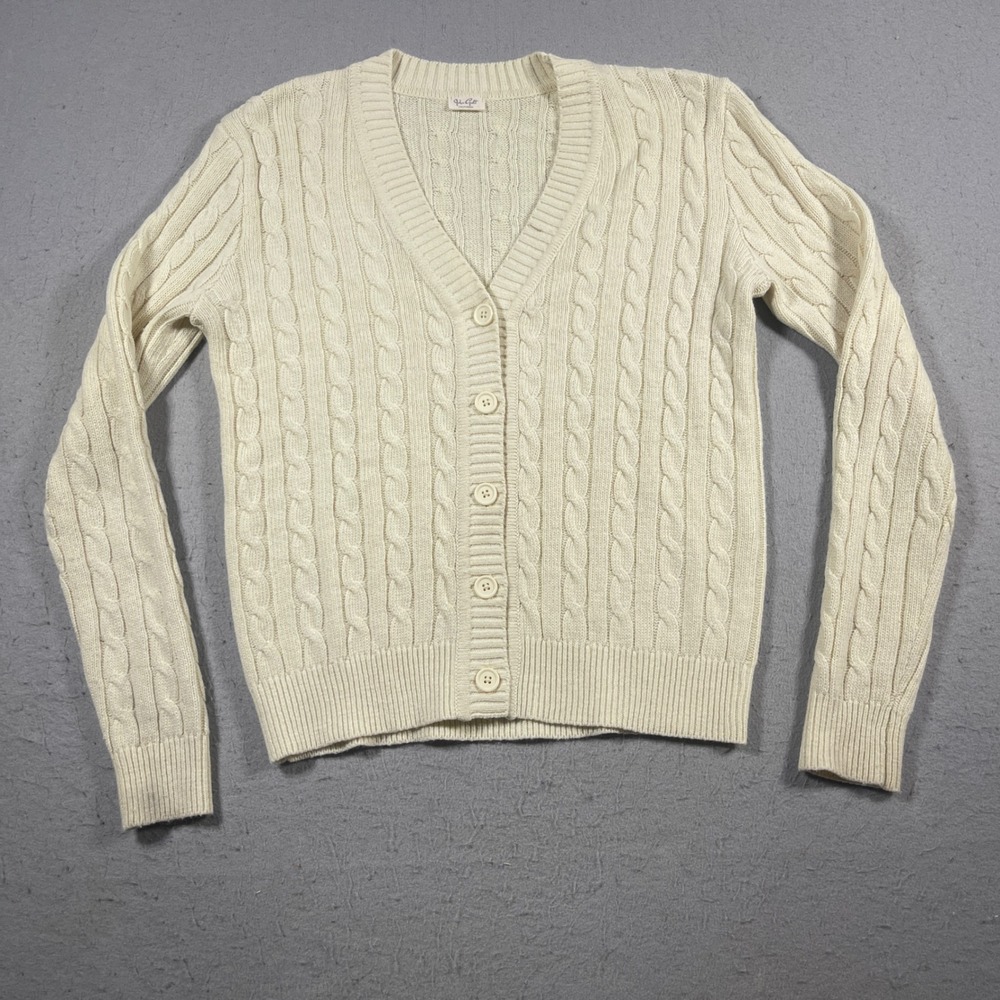 Brandy‎ Melville J. Galt Cable Knit Cardigan Sweater Women S Cozy Wool Blend